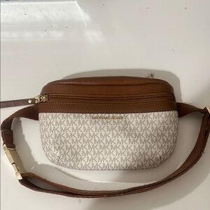 Michael Kors Brown and Beige Logo Belt Bag